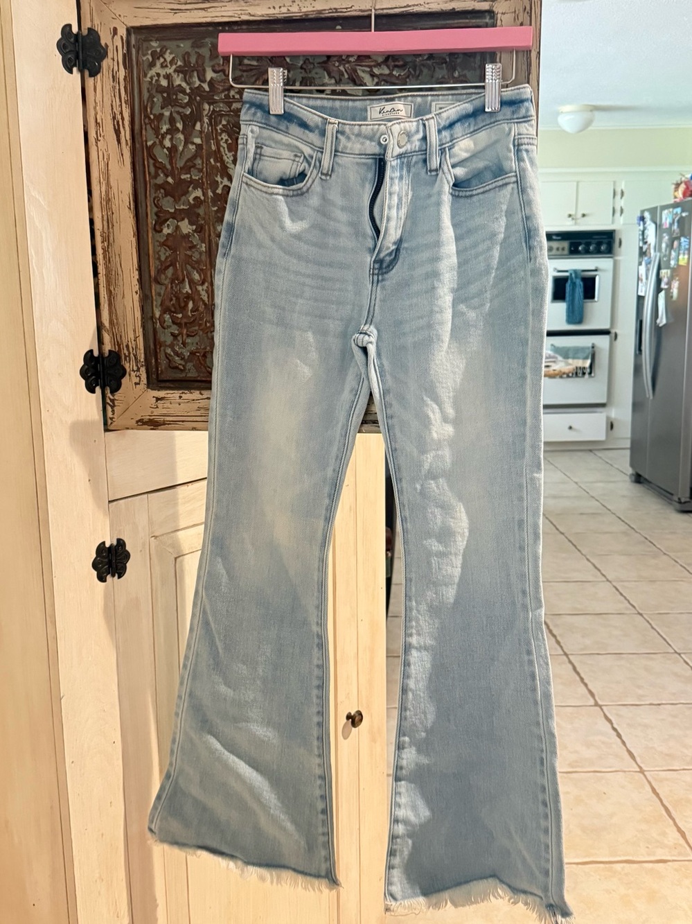 KanCan Light Blue Flare Jeans with Raw Hem